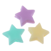 Solid Color Akril gyöngyök, Csillag, Candy stílus & egyszínű, kevert színek, 10x9x4mm, Lyuk:Kb 1mm, 2táskák/Lot, Kb 2500PC-k/Bag, Által értékesített Lot