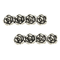 Brass Spacer Bar, Flower, antique silver color plated, 4-strand, nickel, lead & cadmium free, 20x5.50x5mm, Hole:Approx 1mm, 50PCs/Lot, Sold By Lot