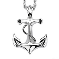Stainless Steel Pendants Anchor nautical pattern & for man & blacken Approx Sold By PC