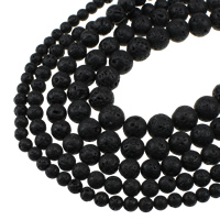 Natürliche Lava Perlen, rund, verschiedene Größen vorhanden, Bohrung:ca. 1.2mm, verkauft per ca. 15 ZollInch Strang