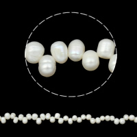 Cultured Rice Freshwater Pearl Beads, natural, top drilled, white, 5-6mm, Hole:Approx 0.8mm, Sold Per Approx 15.5 Inch Strand