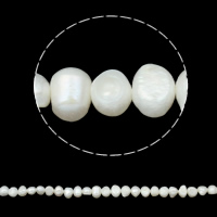 Barock kultivierten Süßwassersee Perlen, Natürliche kultivierte Süßwasserperlen, natürlich, weiß, 7-8mm, Bohrung:ca. 0.8mm, verkauft per ca. 15.3 ZollInch Strang
