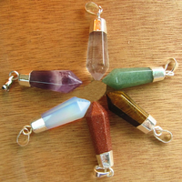 Gemstone Pendants Jewelry with Zinc Alloy pendulum silver color plated natural nickel lead & cadmium free Approx 3mm Sold By Lot