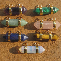 Gemstone Pendants Jewelry with Zinc Alloy pendulum gold color plated natural nickel lead & cadmium free Approx 2mm Sold By Lot