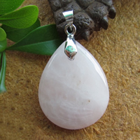 Rose Quartz Pendant with Zinc Alloy Teardrop silver color plated natural nickel lead & cadmium free Approx 3mm Sold By Lot