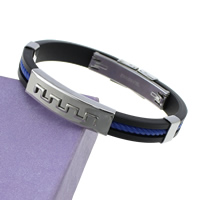 Men Bracelet Stainless Steel with Silicone two tone 9mm Length Approx 7.5 Inch Sold By Lot