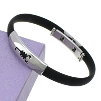Men Bracelet Stainless Steel with Silicone Scorpion black 8mm Length Approx 7.5 Inch Sold By Lot