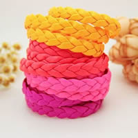PU Leather Cord Bracelets, Tibetan Style lobster clasp, with 5cm extender chain, braided bracelet & 3-strand, more colors for choice, 10mm, Length:Approx 20 Inch, 5Strands/Bag, Sold By Bag