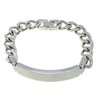 Stainless Steel Jewelry Bracelet, twist oval chain, original color, nickel, lead & cadmium free, 57x11x4mm,15x11x3mm, Length:Approx 8.5 Inch, 5Strands/Lot, Sold By Lot