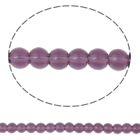 Round Crystal Beads, Violet, 4mm, Hole:Approx 1mm, Length:10.5 Inch, 10Strands/Bag, Sold By Bag