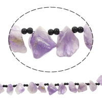 Natural Amethyst Beads, with Plastic, Nuggets, February Birthstone, 21x22x15mm-29x34x18mm, 6mm, Hole:Approx 2mm, Length:Approx 17 Inch, 5Strands/Bag, Approx 19PCs/Strand, Sold By Bag