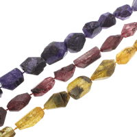 Perles quartz craquelé, Cristal craquelé, pepite, naturel, plus de couleurs à choisir, 10x20mm-28x45mm, Trou:Environ 1mm, Longueur:Environ 15-15.7 pouce, 5Strandstoron/sac, Environ 11PC/brin, Vendu par sac