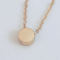 Titanium Steel Necklace with 6cm extender chain Flat Round rose gold color plated oval chain 5.5mm Length Approx 15 Inch Sold By Bag