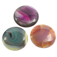 Lace Agate Cabochon, Flat Round, natural, flat back, mixed colors, 45-47mm, 6-7mm, 30PCs/Bag, Sold By Bag
