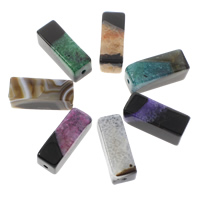 Agate Beads, Mixed Agate, Rectangle, natural, 15-16mm, 39-40mm, Hole:Approx 3mm, 30PCs/Bag, Sold By Bag