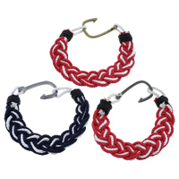 Nylon Cord Bracelets, with Tibetan Style, Pirate Fishhook, plated, braided bracelet & nautical pattern, more colors for choice, nickel, lead & cadmium free, 18mm,37x21x8mm, Length:Approx 8.5 Inch, 5Strands/Lot, Sold By Lot
