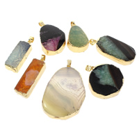 Dragon Veins Agate Pendant, with brass bail, gold color plated, natural & mixed, 13-35mm, 32-55mm, 8-11mm, Hole:Approx 5mm, 30PCs/Bag, Sold By Bag