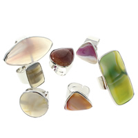 Agate Finger Ring, Mixed Agate, with Brass, brass spring ring clasp, platinum color plated, natural & adjustable, 18x25x6mm-29x58x5mm, US Ring Size:9, 20PCs/Bag, Sold By Bag