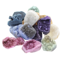 Perles druzy, agate quartz de glace, naturel, le style Druzy & mélangé & semi-foré, 12x25x10mm-17x25x10mm, Trou:Environ 1.5mm, 30PC/sac, Vendu par sac