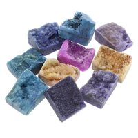 agate quartz de glace cabochon, rectangle, naturel, le style Druzy & dos plat, couleurs mélangées, 14x20x10mm-15x20x15mm, 30PC/sac, Vendu par sac