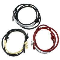 PU Leather Cord Bracelets, with Stainless Steel, Anchor, plated, nautical pattern & 3-strand, more colors for choice, nickel, lead & cadmium free, 3mm,57x31x6mm, Length:Approx 20.5 Inch, 5Strands/Lot, Sold By Lot