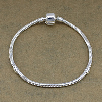 Europeo pulsera cadena, metal, chapado en color de plata, longitud diferente para la opción, libre de níquel, plomo & cadmio, 4mm, 3mm, Vendido por Sarta