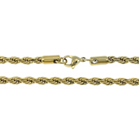 Corrente de colar, aço inoxidável, cromado de cor dourada, Cadeia de corda, 5mm, comprimento Aprox 30 inchaltura, 10vertentespraia/Lot, vendido por Lot