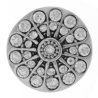 Tibetan Style Jewelry Snap Button, Flat Round, antique silver color plated, with rhinestone, nickel, lead & cadmium free, 20mm, 5PCs/Bag, Sold By Bag
