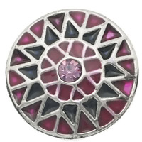 Tibetan Style Jewelry Snap Button, Flat Round, platinum color plated, enamel & with rhinestone & two tone, nickel, lead & cadmium free, 20mm, 5PCs/Bag, Sold By Bag