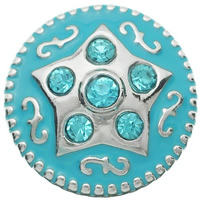 Tibetan Style Jewelry Snap Button, Flat Round, platinum color plated, enamel & with rhinestone & two tone, skyblue, nickel, lead & cadmium free, 20mm, 5PCs/Bag, Sold By Bag