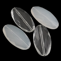 Perles acryliques transparentes, Acrylique, ovale plat, styles différents pour le choix & facettes, 25x50x8mm, Trou:Environ 2mm, 2sacsvalises/lot, Environ 70PC/sac, Vendu par lot