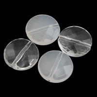Transparent akryl perler, Flad Rund, forskellige stilarter for valg & facetteret, 15x5mm, Hole:Ca. 1mm, 2Tasker/Lot, Ca. 710pc'er/Bag, Solgt af Lot