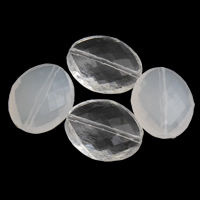 Transparent akryl perler, Flad Oval, forskellige stilarter for valg & facetteret, 17x20x7mm, Hole:Ca. 1mm, 2Tasker/Lot, Ca. 375pc'er/Bag, Solgt af Lot