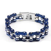 Men Bracelet Stainless Steel Bike Chain plated for man & two tone 19mm Sold Per Approx 8.8 Inch Strand