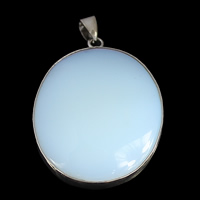 Sea Opal Pendants with Brass Flat Oval platinum color plated nickel lead & cadmium free Approx Sold By Lot