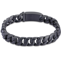 Bracelet homme, acier inoxydable, ionique noire, chaîne de torsion ovale & pour homme, 12.50mm, Vendu par Environ 8.6 pouce brin