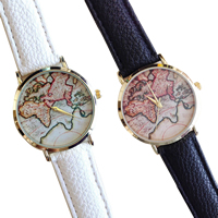 Women Wrist Watch, PU Leather, with Glass & Tibetan Style, gold color plated, more colors for choice, nickel, lead & cadmium free, Length:Approx 9 Inch
