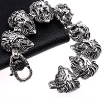Men Bracelet Stainless Steel Lion for man & blacken 32mm Sold Per Approx 8.8 Inch Strand