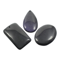 Blue Goldstone Pendant, natural, 29x51x6mm-37x49x6mm, Hole:Approx 2mm, 5PCs/Bag, Sold By Bag