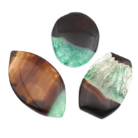 Crackle Agate Pendant, natural, mixed, 30x40x5mm-32x65x10mm, Hole:Approx 2mm, 10PCs/Bag, Sold By Bag