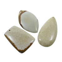 Picture Jasper Pendant, natural, mixed, 30x48x6mm-43x6.5mm, Hole:Approx 2mm, 5PCs/Bag, Sold By Bag