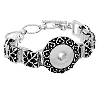 Snap Button Bracelet, Tibetan Style, Flat Round, antique silver color plated, nickel, lead & cadmium free, 205mm, Inner Diameter:Approx 6mm, Sold Per Approx 8 Inch Strand