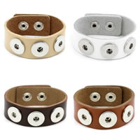 Snap Button Bracelet Zinc Alloy with PU Leather platinum color plated nickel lead & cadmium free 24mm Inner Approx 6mm Sold Per Approx 9 Inch Strand