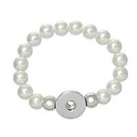 Snap Button Bracelet Zinc Alloy with Glass Pearl Round platinum color plated nickel lead & cadmium free 10mm Inner Approx 6mm Sold Per Approx 8.5 Inch Strand