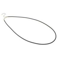 Fashion Necklace Cord Rubber with iron chain zinc alloy lobster clasp with 4cm extender chain platinum color plated black Sold By Lot