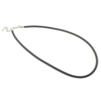 Fashion Necklace Cord Rubber with iron chain zinc alloy lobster clasp with 4cm extender chain platinum color plated black Length Approx 18 Inch Sold By Bag
