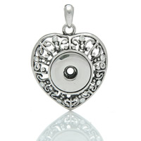 Snap Button Pendant, Brass, Heart, platinum color plated, with rhinestone & hollow, nickel, lead & cadmium free, 50x37mm, Hole:Approx 6mm, Inner Diameter:Approx 6mm, Sold By PC