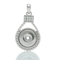 Snap Button Pendant Brass platinum color plated with rhinestone nickel lead & cadmium free Approx 6mm Inner Approx 6mm Sold By PC