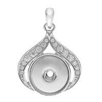Snap Button Pendant Brass Teardrop platinum color plated with rhinestone nickel lead & cadmium free Approx 6mm Inner Approx 6mm Sold By PC