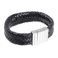 Men Bracelet Cowhide stainless steel magnetic clasp for man nickel lead & cadmium free 30mm Sold Per Approx 8.6 Inch Strand